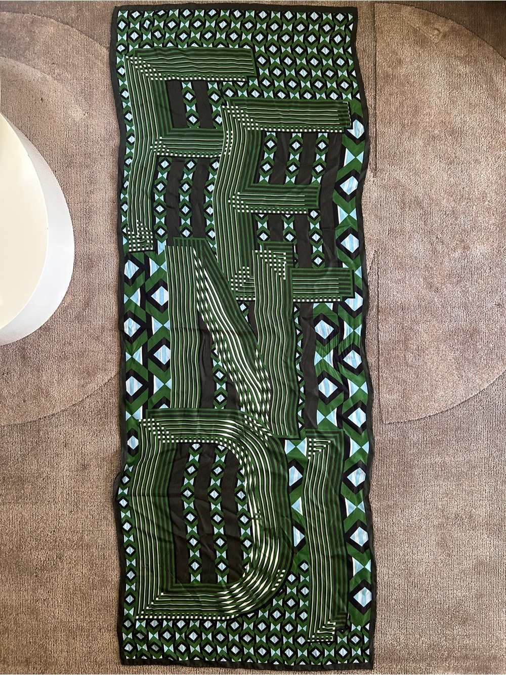 FENDI Green Geometric Silk Scarf